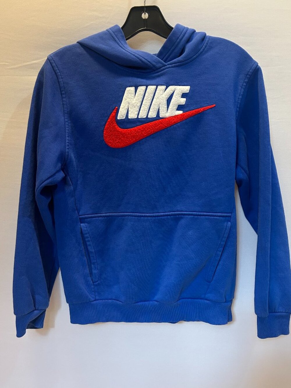 Nike Youth Large Game Royal Blue Chenille Swoosh Logo Hoodie